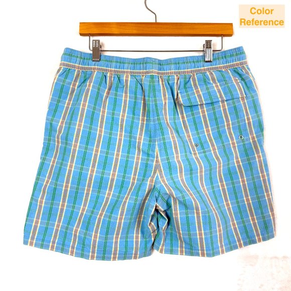 Brooks Brothers Board Shorts Mens M Blue Green Plaid Drawstring - Picture 5 of 11